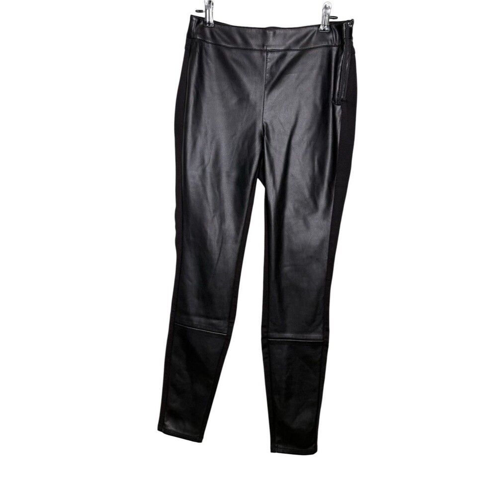White House Black Market Faux Leather Panel Skinny Legging Pants Black 0